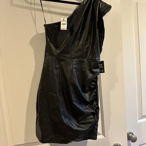 Express one shoulder faux leather mini dress